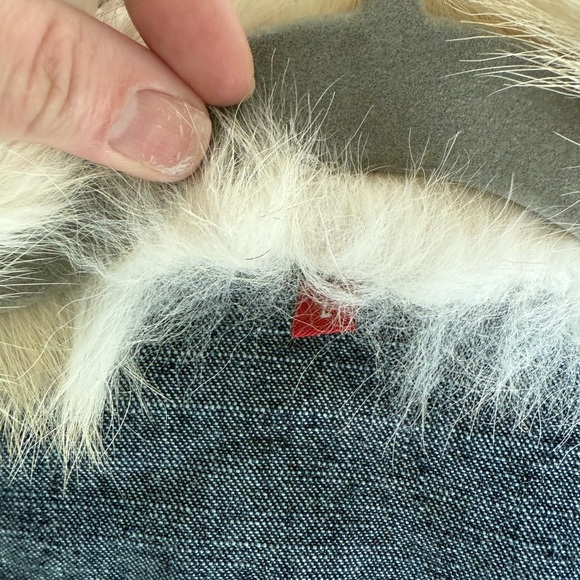 Vintage Denim Vest w Fox Fur Trim Womens Large 70s disco Y2K Mob Wife Penny Lane - Picture 6 of 7